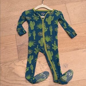 Kickee Pants Green and Blue Cactus Footie
